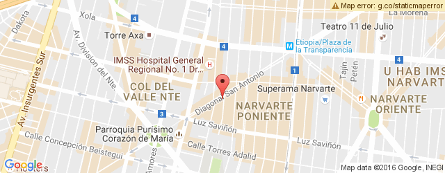 Mapa de ubicación de SONORA GRILL, NARVARTE