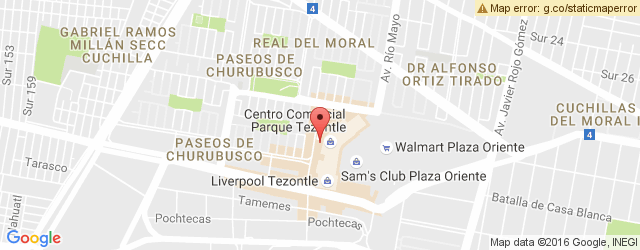 Mapa de ubicación de SBARRO, PARQUE TEZONTLE