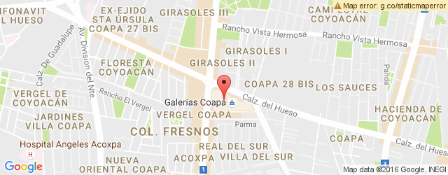 Mapa de ubicación de TACO INN, GALERÍAS COAPA