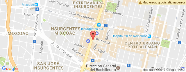 Mapa de ubicación de CHILI'S, GALERÍAS INSURGENTES