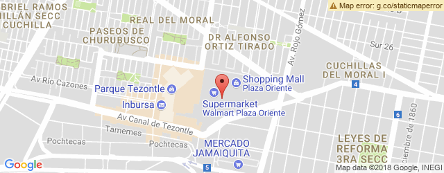Mapa de ubicación de CHILI'S, PLAZA ORIENTE