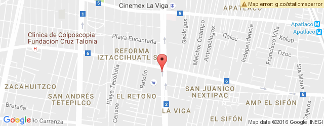 Mapa de ubicación de TOKS, LA VIGA EJE 6