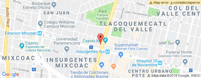 Mapa de ubicación de PANE EN VÍA, INSURGENTES