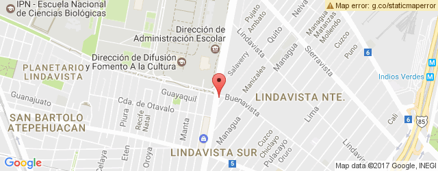 Mapa de ubicación de CHILI'S, LINDAVISTA