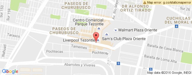 Mapa de ubicación de RESTAURANTE LIVERPOOL, PARQUE TEZONTLE