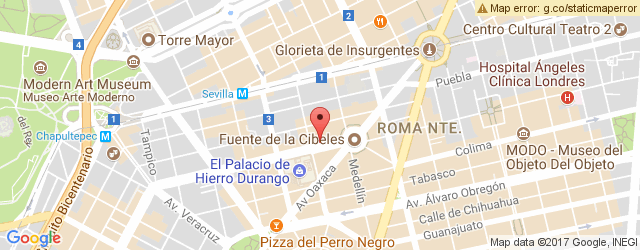 Mapa de ubicación de SUBWAY, ROMA NORTE